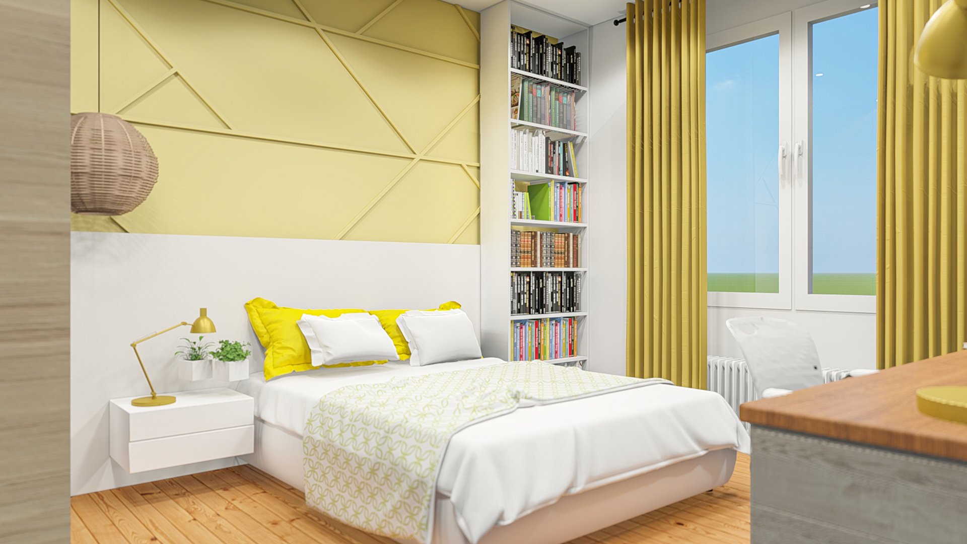Vue 3D chambre adolescent - Bienvenue chez vous, projet d’architecture d’intérieur à Cherbourg.