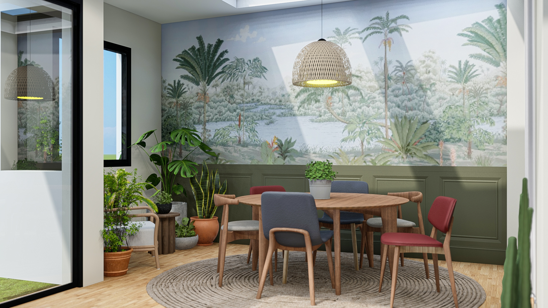 Vue 3D salle à manger - Bienvenue chez vous, projet d’architecture d’intérieur à Cherbourg.